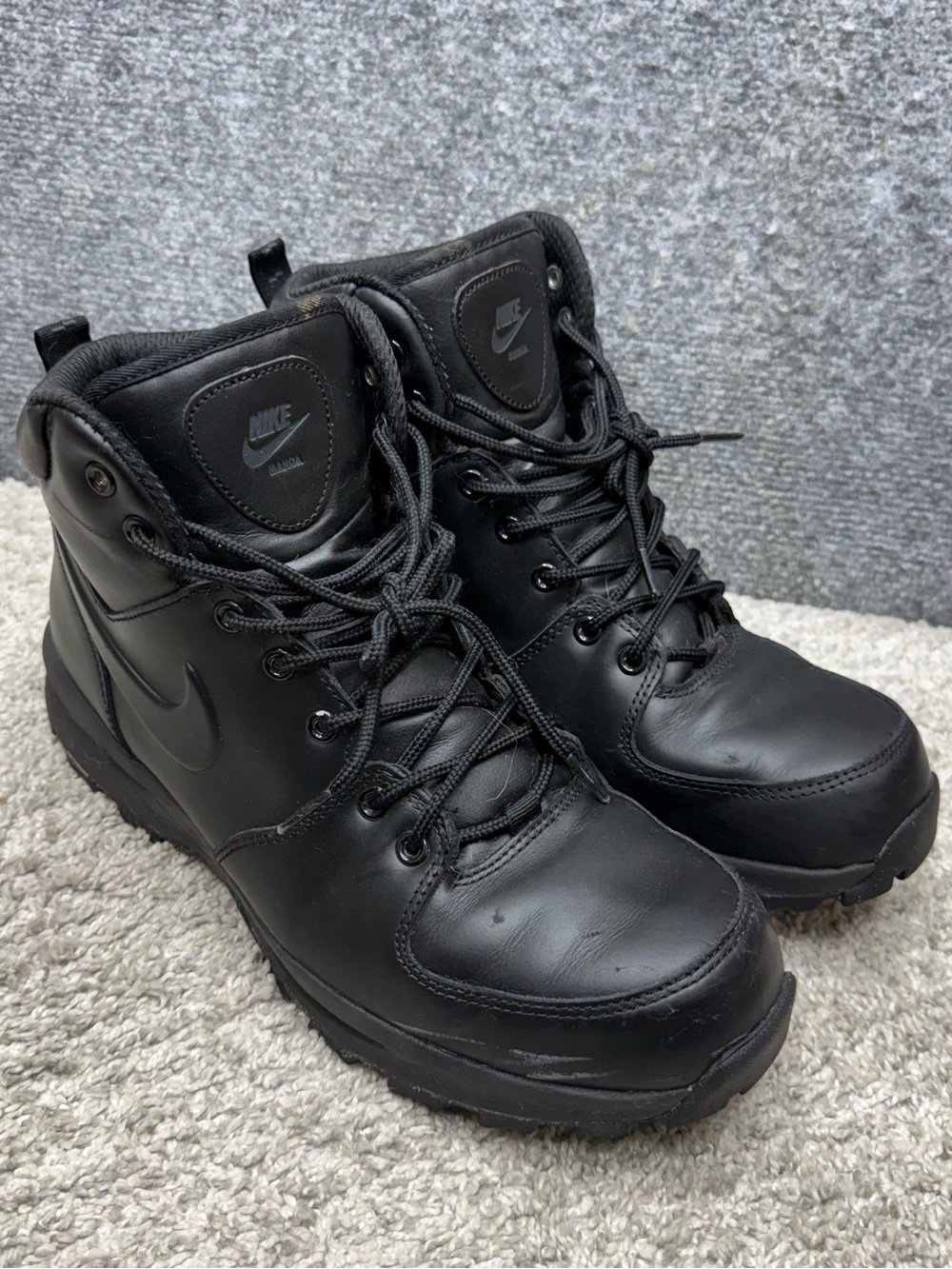 Nike Manoa Leather Triple Black Boots Shoes 454350-003 Men's size 12